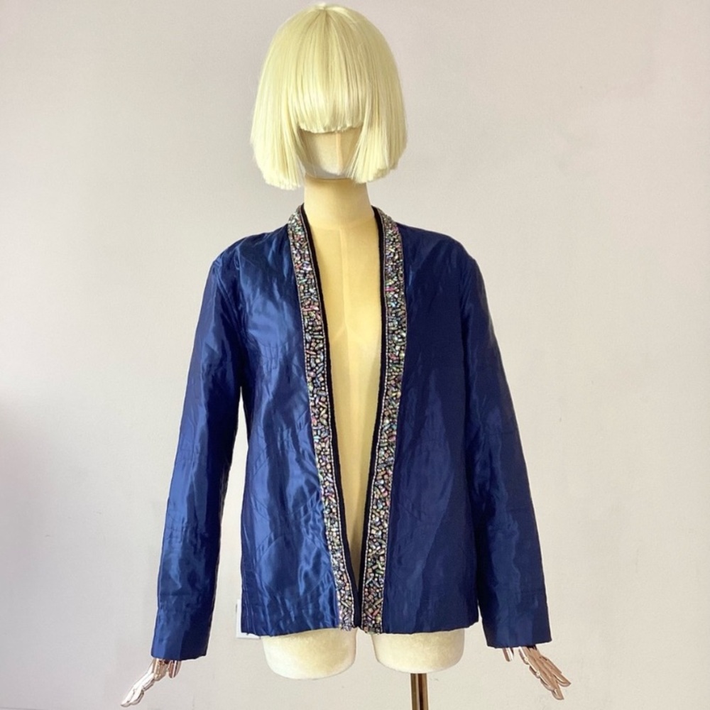 Isabel Marant quilted Blue Jewel Embellishment Jacket SZ 6